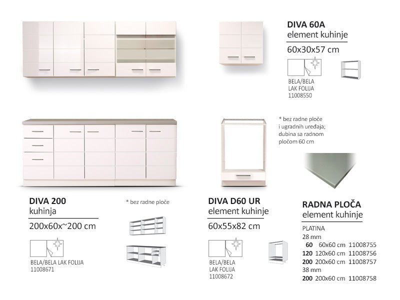 Kuhinjski element DIVA D60 UR OB BLF *bez radne p